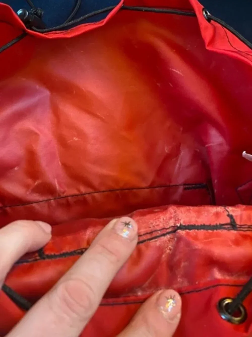 Vintage 90s LL Bean Deluxe Continental Rucksack 33L Medium Red Black Leather